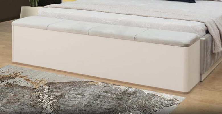 Schlafzimmer Komplett Kommode mit Spiegel Bett Nachttische Bank Beige 5tlg