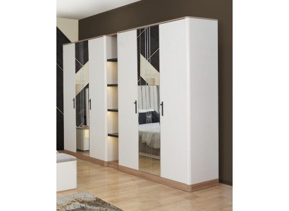 Kleiderschrank Großer Schrank Verspiegelte Außentüren Weiß Schlafzimmer