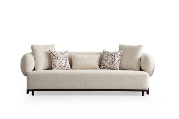 Beige Couch Sofa Sofagarnitur Relaxgarnitur Polsterset Loungemöbel 3+1 Tisch