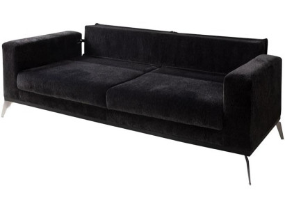3 Seater Sofa Dreisitzer Couch Stoff Metallbeine Wohnzimmer Schwarz