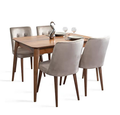 Esszimmergruppe Esstisch Ausziehbar mit 4x Stühle Gepolstert Esszimmer