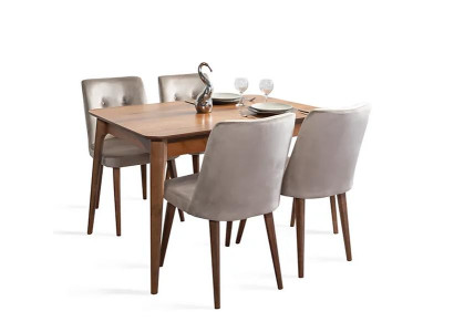 Esszimmergruppe Esstisch Ausziehbar mit 4x Stühle Gepolstert Esszimmer