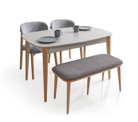 Esszimmergruppe Esszimmer Set Esstisch Ausziehtisch 2x Stühle Bank Küche