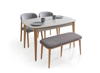 Esszimmergruppe Esszimmer Set Esstisch Ausziehtisch 2x Stühle Bank Küche