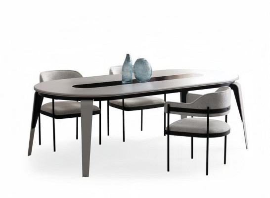 Essgruppe Esszimmer Set Esstisch mit 4x Stühlen Sideboard Spiegel Weiß