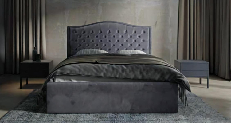 Schlafzimmer Doppelbett Bett 180сm Matratze Grau Chesterfield Stil Holz