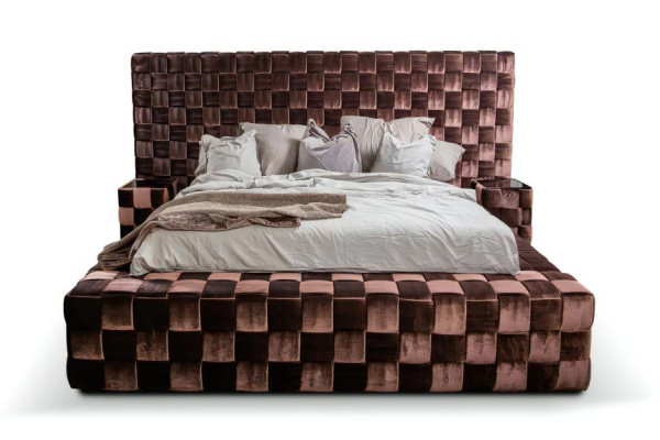 Schlafzimmer Doppelbett Bett 180сm Matratze Braun moderner Stil Holz