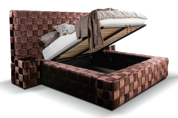 Schlafzimmer Doppelbett Bett 180сm Matratze Braun moderner Stil Holz