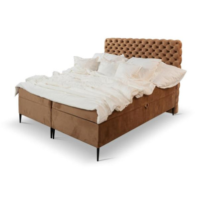 Schlafzimmer Doppelbett Bett 180сm Matratze Braun moderne Stil Holz Chesterfield