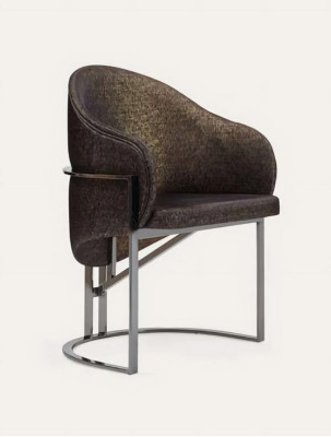 Esszimmerstuhl Silber Basis Braun Sitz Modern Elegant Komfort Zeitlos Robust