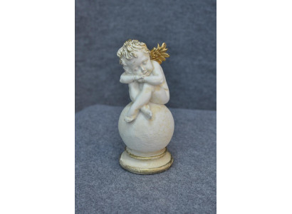 Figur Skulptur Kleiner schläfriger Engel weiß 25cm Design Accessoire PG0615