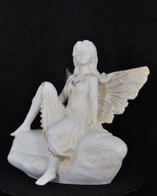 Figur Skulptur Elfe Engel auf dem Stein  62cm Design Accessoire Dekoration P0671