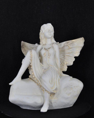Figur Skulptur Elfe Engel auf dem Stein  62cm Design Accessoire Dekoration P0671