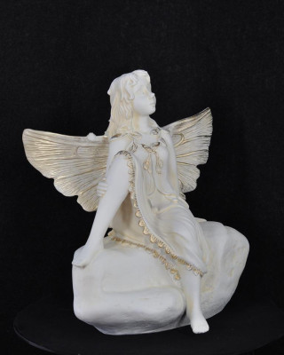 Figur Skulptur Elfe Engel auf dem Stein  62cm Design Accessoire Dekoration P0671