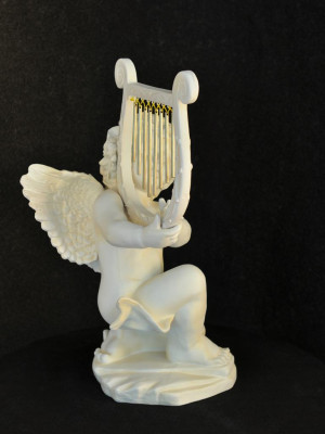 Figur Skulptur Statue Engel mit Harfe Weiß 60cm Design Accessoire dekoration 602