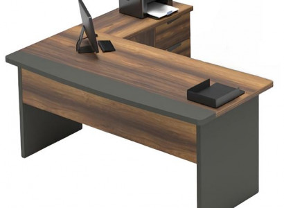 Aktenschrank Tisch Ablageschrank Bürotisch Braun Grau Arbeitszimmer