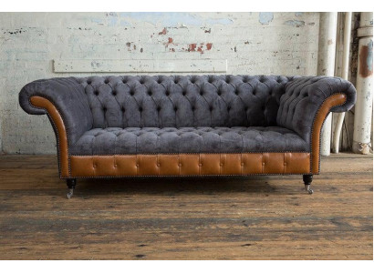 Ledersofa Sofa Textil Couch Polster Sofas Couchen Chesterfield Stoff Möbel Neu