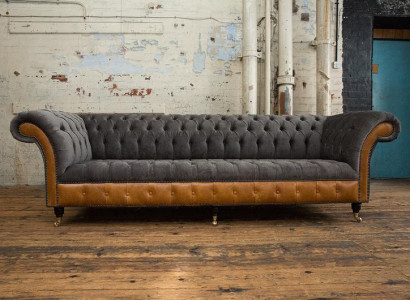 XXL Sofas Chesterfield Polster Design Luxus Sofa 4 Sitzer Leder Couchen Couch