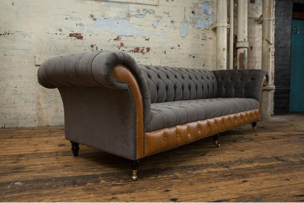XXL Sofas Chesterfield Polster Design Luxus Sofa 4 Sitzer Leder Couchen Couch