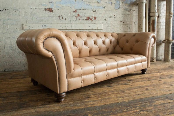 3 Sitzer Chesterfield Polster Sofas Design Luxus Couch Sofa Leder Couchen Braun