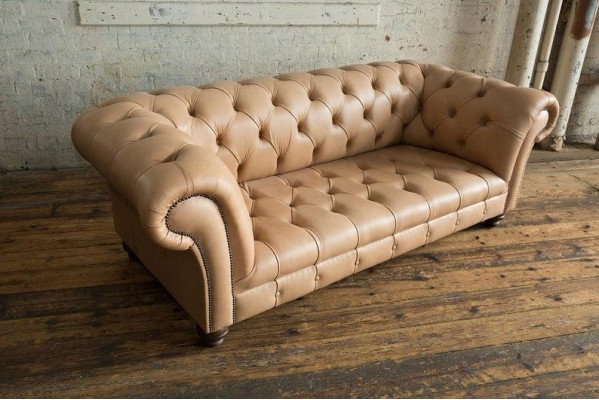 3 Sitzer Chesterfield Polster Sofas Design Luxus Couch Sofa Leder Couchen Braun