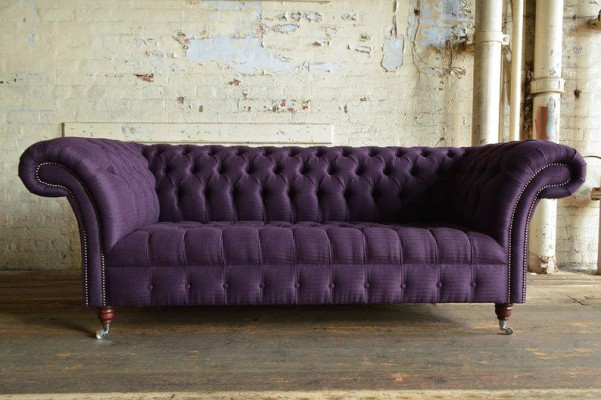 3 Sitzer Chesterfield Polster Sofas Design Luxus Couch Sofa Leder Couchen Lila