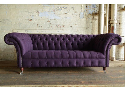 3 Sitzer Chesterfield Polster Sofas Design Luxus Couch Sofa Leder Couchen Lila