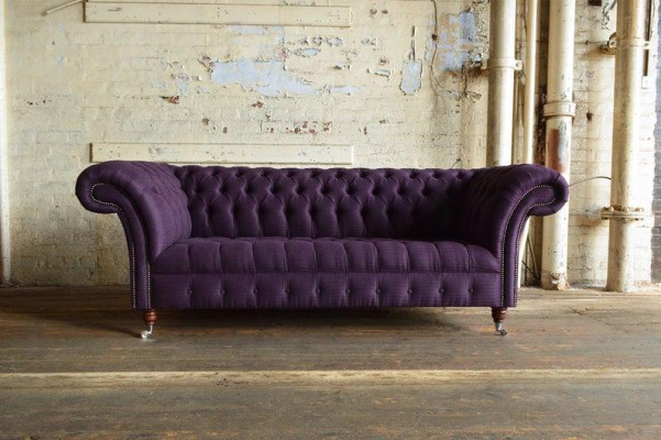 3 Sitzer Chesterfield Polster Sofas Design Luxus Couch Sofa Leder Couchen Lila