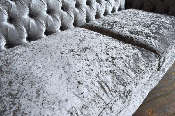 XXL Sofa 3 Sitzer Couch Chesterfield Polster Sitz Garnitur Leder Textil Silber