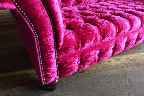XXL Big Sofa 3 Sitzer Couch Chesterfield Polster Sitz Garnitur Leder Textil Pink