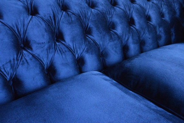 XXL Big Sofa 3 Sitzer Couch Chesterfield Polster Sitz Garnitur Leder Textil Blau