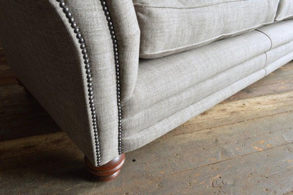 XXL Sofa 3 Sitzer Couch Chesterfield Polster Sitz Garnitur Leder Textil Hellgrau