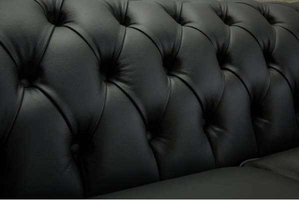 2 Sitzer Couch Polster Sofa Textil Stoff Chesterfield Couchen Garnitur Schwarz