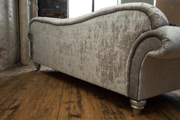 XXL Sofa 4 Sitzer Couch Chesterfield Polster Sitz Garnitur Leder Textil Silber
