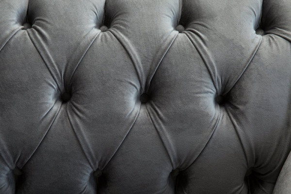 2 Sitzer Couch Polster Sofa Textil Stoff Chesterfield Couchen Garnitur Grau -Neu
