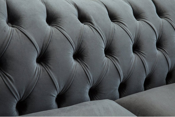 2 Sitzer Couch Polster Sofa Textil Stoff Chesterfield Couchen Garnitur Grau -Neu