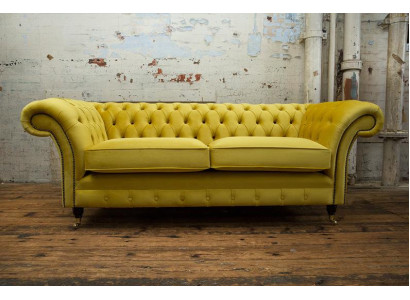 3 Sitzer Chesterfield Couch Textil  Stoff Sofa Möbel Edles Design Samt Designer