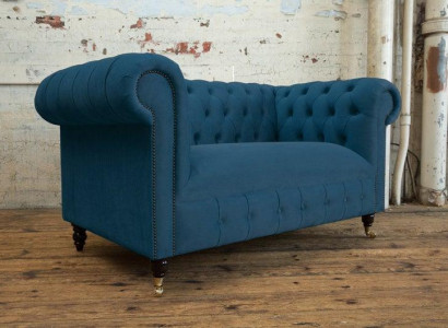 Design Sofa 2 Sitzer Chesterfield Stoff Couch Sofa Polster Sofas Neu