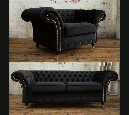 3+2+1 Sofagarnitur Chesterfield Polster Sofa Sofas Couchen Textil Couch Leder