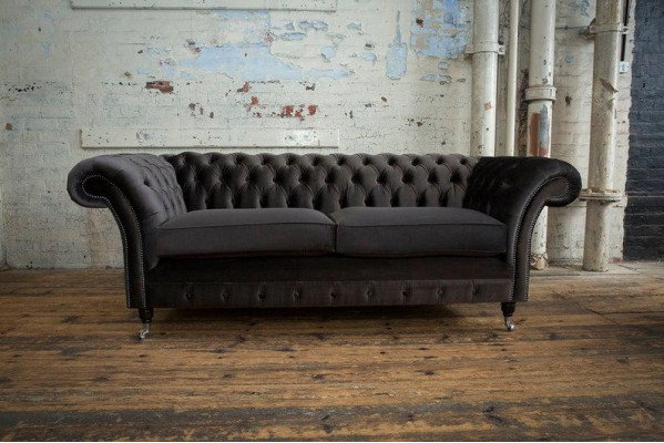 3+2+1 Sofagarnitur Chesterfield Polster Sofa Leder Sofas Couchen Textil Couch
