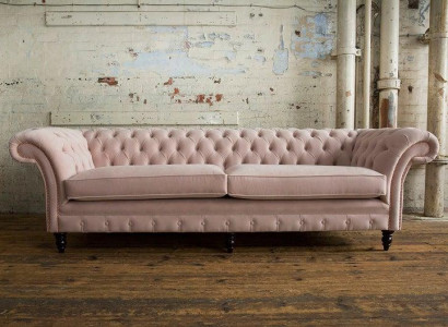 XXL Sofa 4 Sitzer Couch Chesterfield Polster Sitz Garnitur Leder Textil Pinke