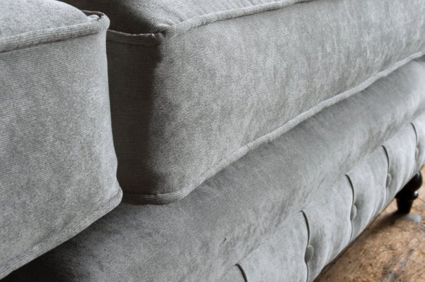 XXL Sofa 4 Sitzer Couch Chesterfield Polster Sitz Garnitur Leder Textil Hellgrau