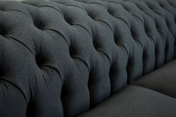 XXL Sofa 4 Sitzer Couch Chesterfield Polster Sitz Garnitur Leder Textil Schwarz