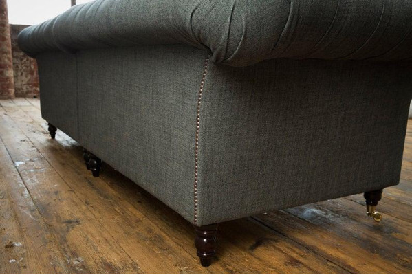 XXL Sofa 4 Sitzer Couch Schwarz  Chesterfield Polster Sitz Garnitur Leder Textil