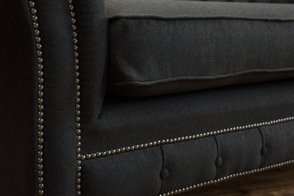 XXL Sofa 3 Sitzer Couch Chesterfield Polster Sitz Garnitur Leder Textil Schwarz