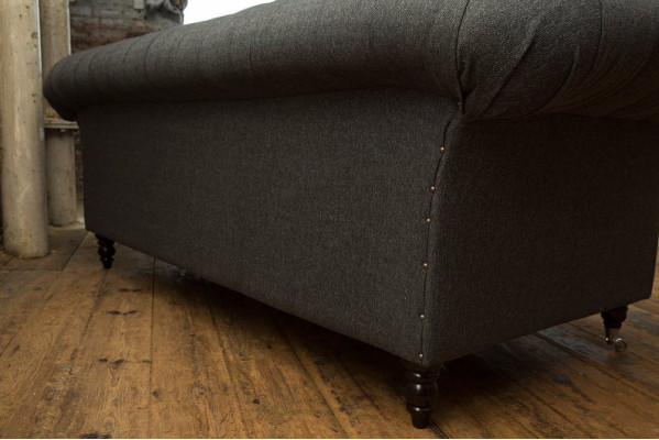 XXL Sofa 3 Sitzer Couch Chesterfield Polster Sitz Garnitur Leder Textil Grau Neu