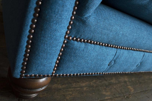 XXL Sofa 3 Sitzer Couch Chesterfield Polster Sitz Garnitur Leder Textil Blau Neu