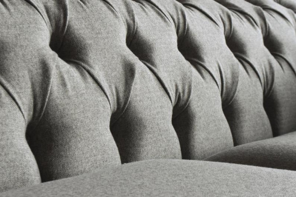 XXL Sofa 3 Sitzer Couch Chesterfield Polster Sitz Garnitur Leder Textil Hellgrau