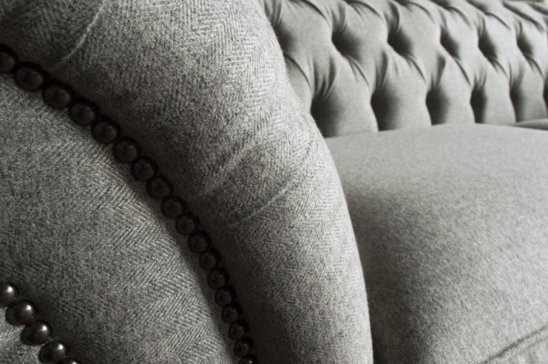 XXL Sofa 3 Sitzer Couch Chesterfield Polster Sitz Garnitur Leder Textil Hellgrau