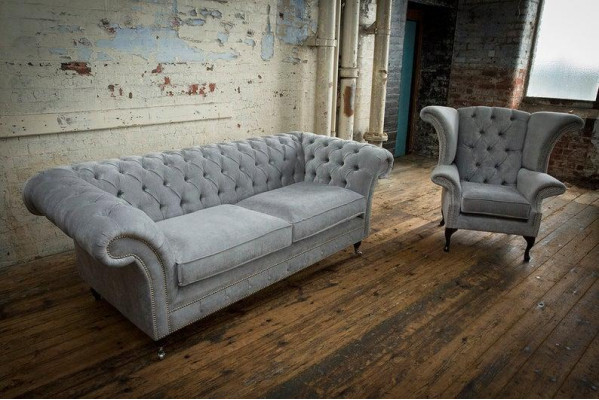 3+2 Sitzer + Ohrensessel Chesterfield Sofagarnitur Sofa Couch Polster Couchen
